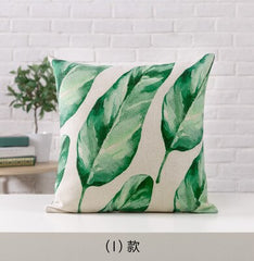 Green Tropical Leaves Printed Throw Pillow Cushion Cover