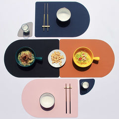 Dual Side 2 Color  Tableware Pad Placemat PU Leather Table Mat Heat Insulation Non-Slip Placemats Bowl Coaster Kitchen