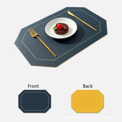 PU Leather Double Side Oil Water Resistant Non-slip Kitchen Placemat Coaster Insulation Pad Coffee Table Mat Home Decor 51031