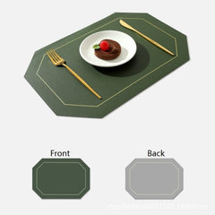 PU Leather Double Side Oil Water Resistant Non-slip Kitchen Placemat Coaster Insulation Pad Coffee Table Mat Home Decor 51031