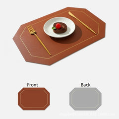 PU Leather Double Side Oil Water Resistant Non-slip Kitchen Placemat Coaster Insulation Pad Coffee Table Mat Home Decor 51031