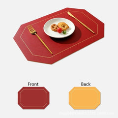 PU Leather Double Side Oil Water Resistant Non-slip Kitchen Placemat Coaster Insulation Pad Coffee Table Mat Home Decor 51031