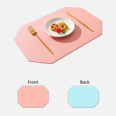 PU Leather Double Side Oil Water Resistant Non-slip Kitchen Placemat Coaster Insulation Pad Coffee Table Mat Home Decor 51031