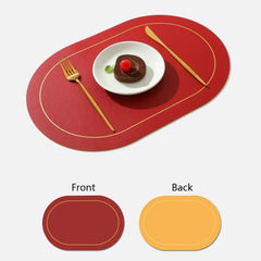 PU Leather Double Side Oil Water Resistant Non-slip Kitchen Placemat Coaster Insulation Pad Coffee Table Mat Home Decor 51031