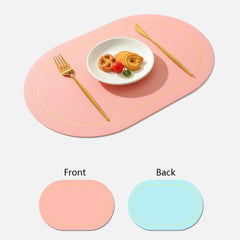 PU Leather Double Side Oil Water Resistant Non-slip Kitchen Placemat Coaster Insulation Pad Coffee Table Mat Home Decor 51031